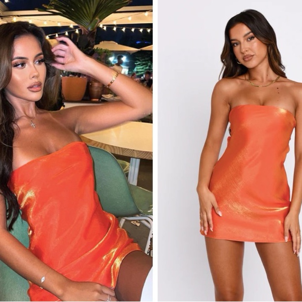 Orange Strapless Mini Dress